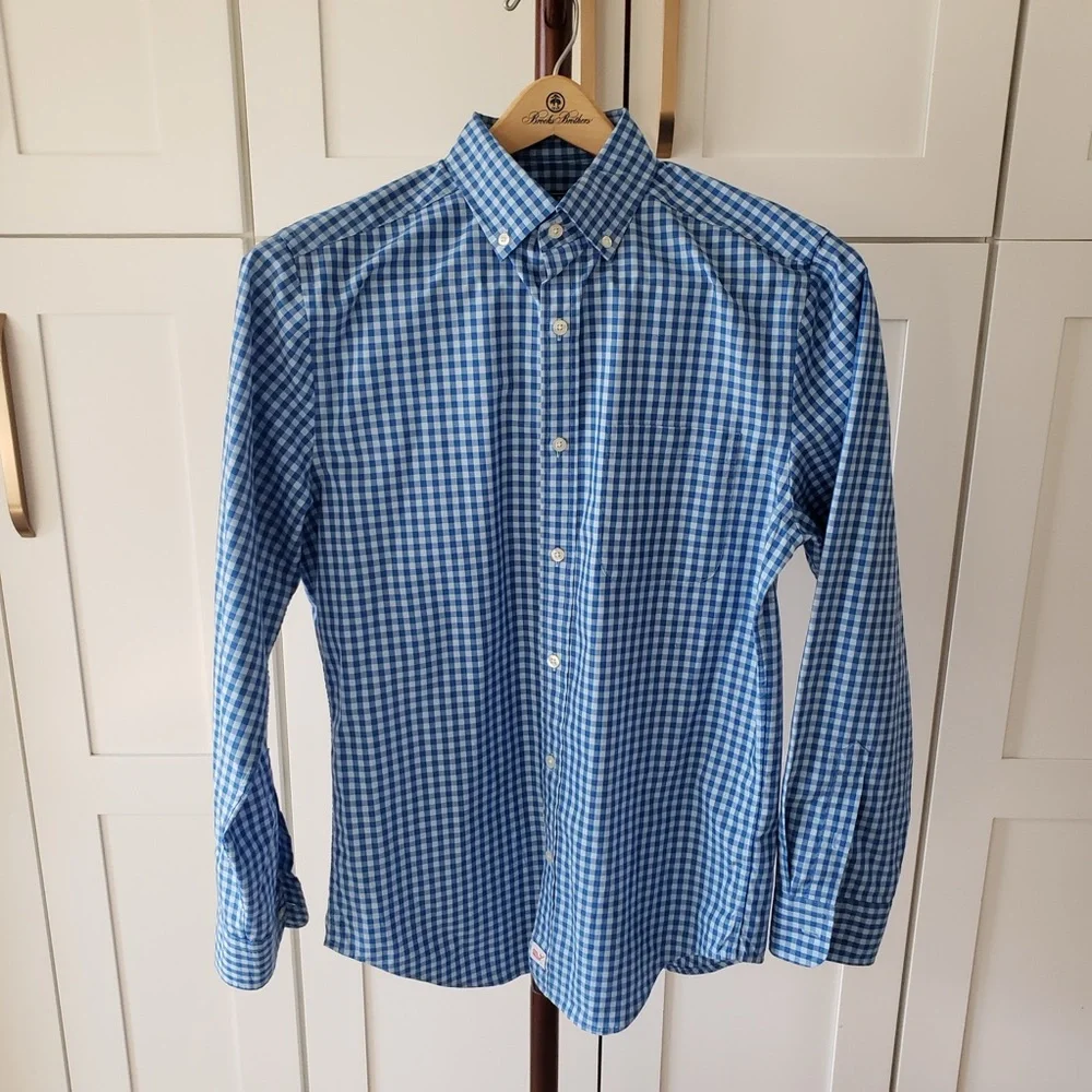Vineyard Vines Blue Gingham Men's Shirt - Picture 1 of 5